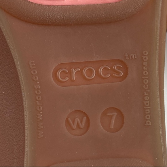 Crocs Rio Flats Ballet Flats Size 7W Pointed Toe Tan and Peach - Picture 10 of 10